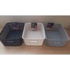 Foglish Medium Plastic Pattern Storage Basket Set 3 Assorted Colours Grey Black White