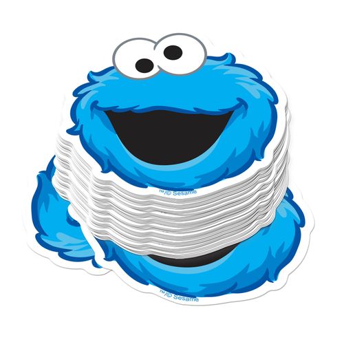 Sesame Street Cookie Monster Face 50ct Vinyl Large Deluxe Sticker Pack Stacked – Stickers for Laptops, Water Bottles, Scrapbooking, Skateboards, Indoor/Outdoor – Officially Licensed