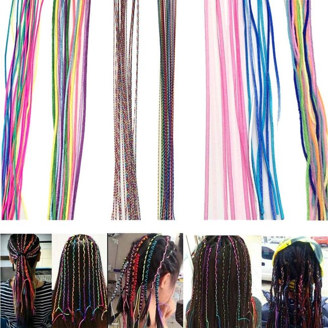 Colorful Hair Strings Hair Tie for Braids, Hair Thread Yarn Braiding Wire  Ribbon 