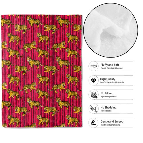 MIEPOS Cool Tiger Throw Blanket,50x60in,Soft,Lightweight Flannel,Animal Lovers Blankets - Gifts for Kids Women Girls,for Couch Office Travel,Home Living Room Modern Decor