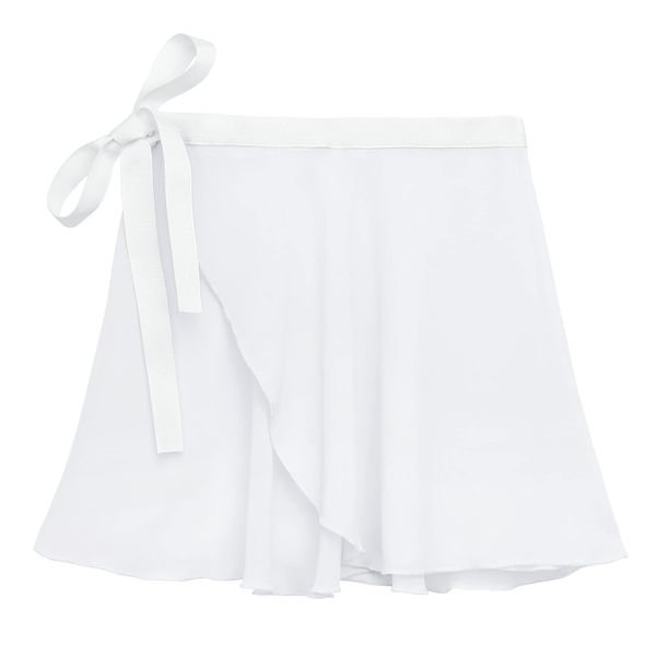 Durio Ballet Wrap Skirt Pull-on Ballet Skirts for Girls Ballet Skirt Toddler Ballerina Dance Skirt Ballet Clothes H White Small