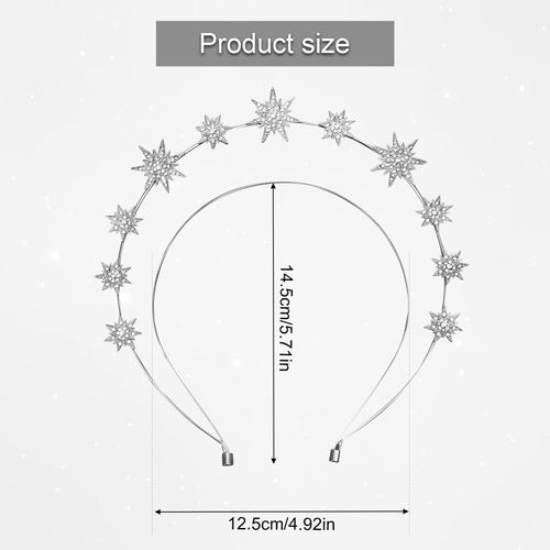 Star Headband, Double Layer Star Halo Crowns Headband Star Rhinestone Tiara Goddess Headpiece Bridal Wedding Crown Hair Accessories for Women Girls (Silver)