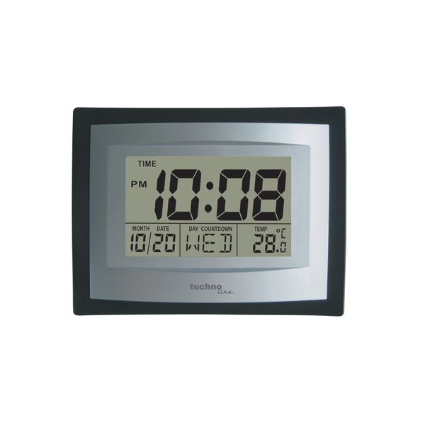 Technotrade Technoline WS 8004-Wall Clock, Silver/Black, 3,5 cm l x 22 cm w x 17 cm h