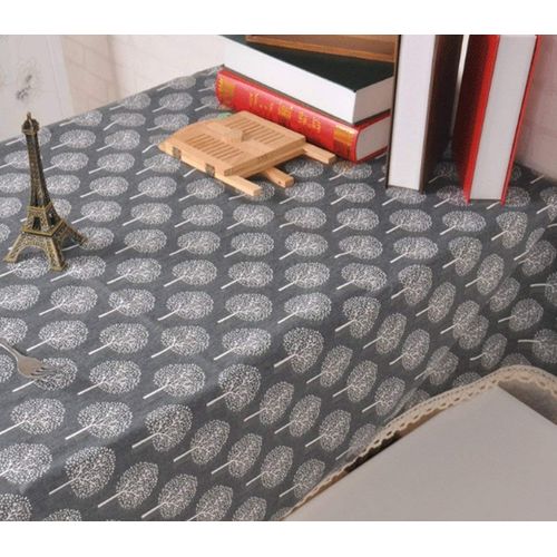 Eplze Nordic Tablecloth Garden Cotton Linen Heat Resistant for Tea Table - Lucky Tree (140cm*140cm, Black)