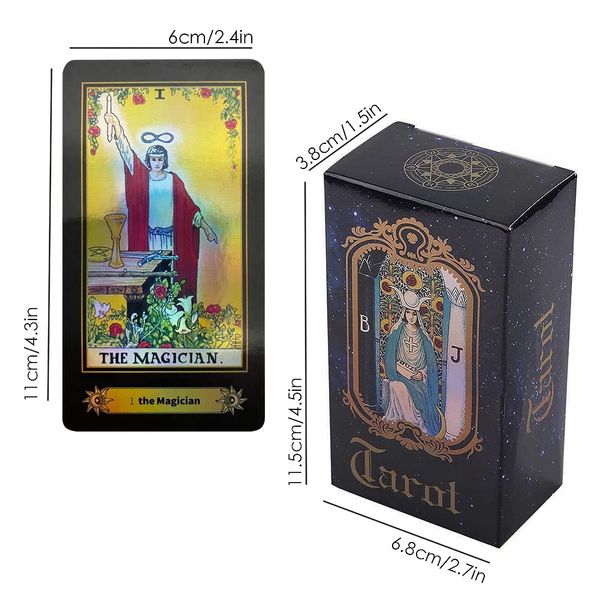 Tarot Cards Deck Set, 78 Classic Tarot Cards for Beginners & Expert Readers Surface Laser Tarot Card Deck with Guide Book English Instructions