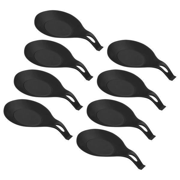 sourcing map Silicone Spoon Rest, 7.68" x 3.74" Heat Resistant Kitchen Utensil Holder Spatula Ladle Rest for Counter Stove Top, Black 8Pcs