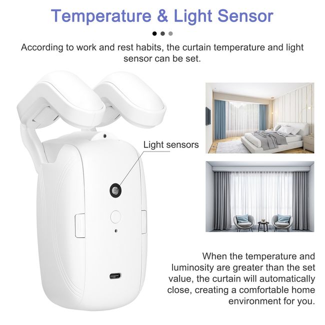 BT Automatic Curtain Opener Closer Robot Wireless Smart Curtain Motor Timer  Voice Control Smart Home for Curtain Track Rod