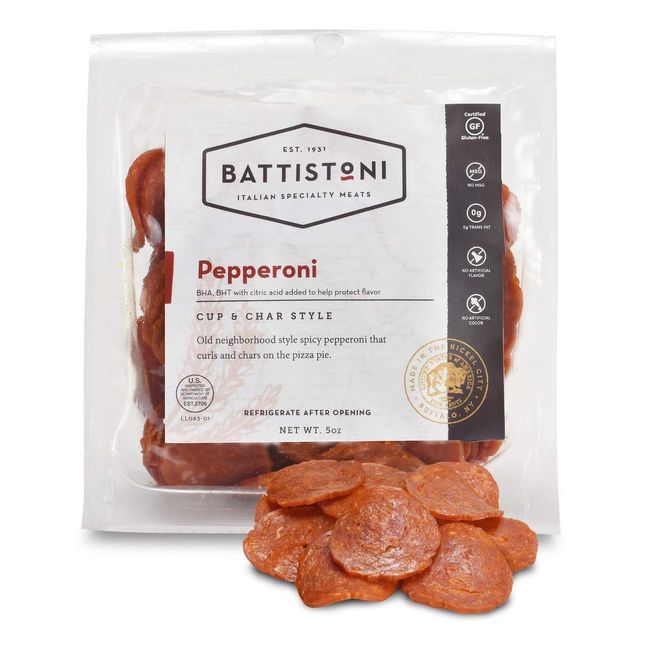 Battistoni Cup & Char Spicy Pepperoni, Pack of 5, 5oz Pouches