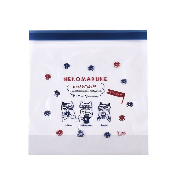 Freezer Bags, M, 10 Pieces, Cat Pattern (W x H x D): 10.2 x 11.0 x 3.1 inches (26 x 28 x 8 cm), 23-6596