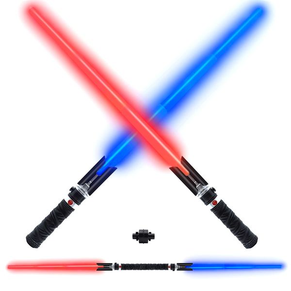 ANNDOFY Light Up Saber for Kid Adult, 2-in-1 Dual Light Sword with FX Sound, Expandable Light Swords Set for Galaxy War Fighter Warriors Dress Up Party Gifts for Children's