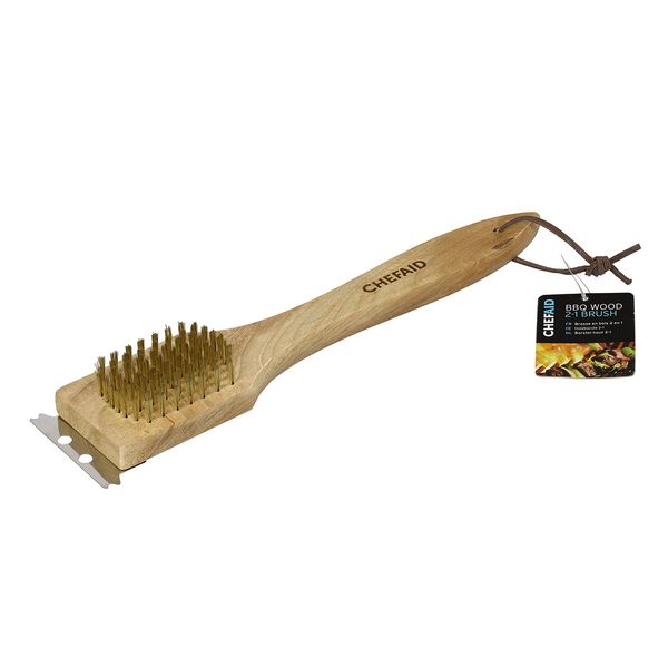 Chef Aid 2 in 1 BBQ Brush with Wooden Handle