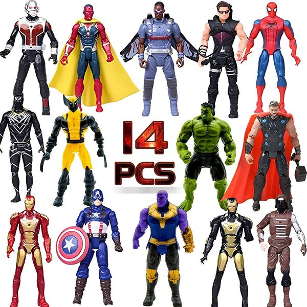 MUKSSE 14 pcs Big Set Superhero Action Figures – Collectible Models 6.5-inches Tall, Exclusive Set Superhero Toys, for Kids, Figure Cake Topper