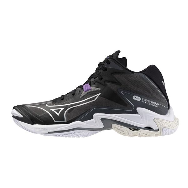 Mizuno Wave Lightning Z8 MID Volleyball Shoes, For Club Activities, Indoor, Wide, Lightweight, Indoor, Mid-Cut, multicolor (black / silver)