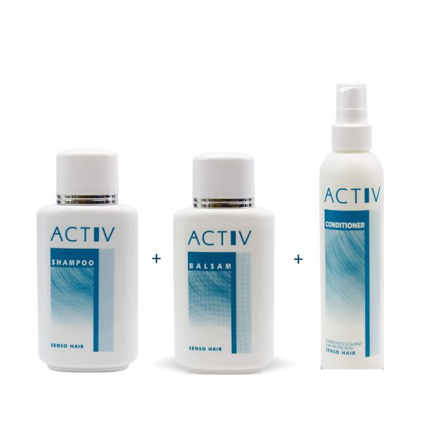 Unknown Brand ACTIV Synthetic Hair Care Set with Shampoo 250 ml, Balm 250 ml, Conditioner 200 ml, Moisturizing, Keratin and Silk Hydrolysates