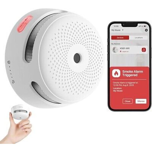 Smart Smoke Detector Fire Alarm with Replaceable Battery, Wi-Fi Smoke Detector