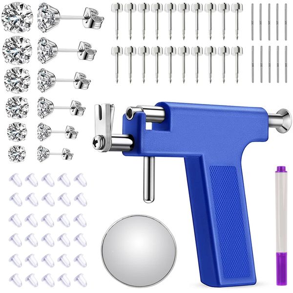 YASPIT Ear Piercing Kit,Ear Piercing Gun Kit,Self Piercing Earrings Set,Professional Ear Nose Piercing Tool,Earring Piercer with Hypoallergenicear Piercing Needle Kit for Salon Home Use