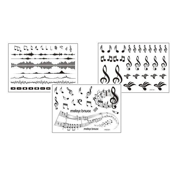 Tatuaggi musicali, set da 3 fogli