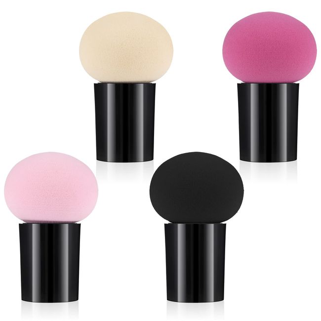 Sibba 4 PCS Make-up Eier Schwamm Beauty Blender Foundation Blending Make-Up Concealer Applikator Kosmetik Gesicht Augenpinsel Set mit Mini-Griff Lose Puderabdeckung Pilz Flachkopfhalter Kit