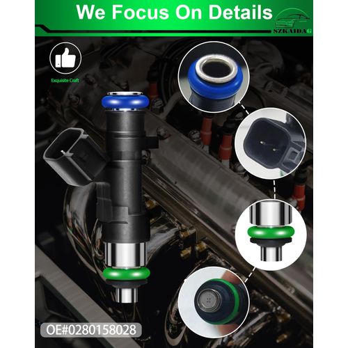 SZKAIDAG 6Pcs 0280158028 Fuel Injectors for 2.7L 3.5L 4.0L V6 for:-Dodge Charger 2006 2010 Magnum 2005-2006 for:-Chrysler 300 2005-2006 2010 Sebring 2004-2006 2010 Town And Country 2010 (ALL NEW)
