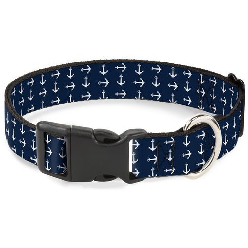 Buckle-Down PC-W30141-S Anchors Navy/White Plastic Clip Collar, Small/9-15"
