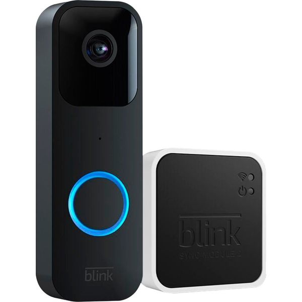 Blink Smart Wifi Video Doorbell – Wired/Battery, Sync Module 2 – Black