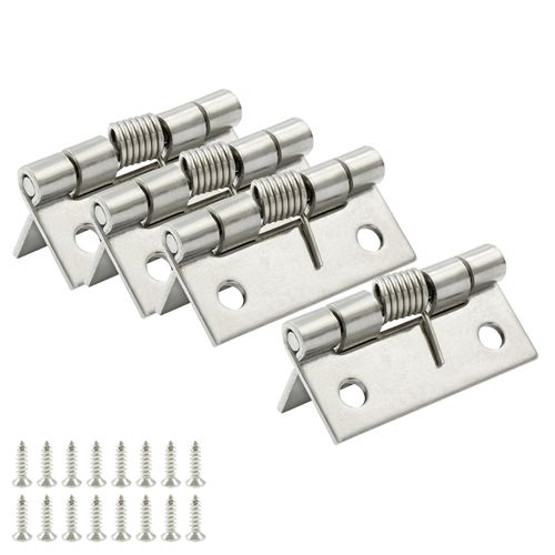 Hitefu 4PCS Spring Hinges, 1.5 Inch Small Self Opening Hinge Spring Loaded Hinges, 304 Stainless Steel Self Closing Hinge for Door Closet Cabinet