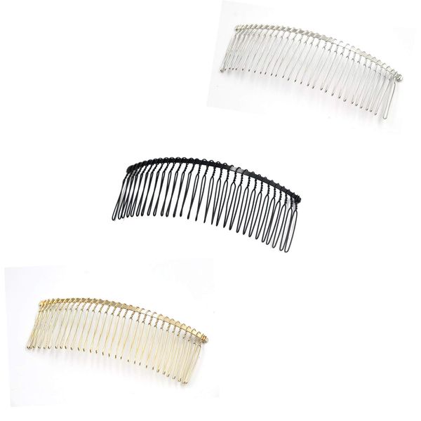 Ruwado 3 Pcs 30 Teeth Hair Side Comb Metal Black Gold Silver Vintage Wire Twist Hair Clips Pins for Women Girls Ladies Party Wedding Veil Bridal Hair Accessories Jewelry Supplies