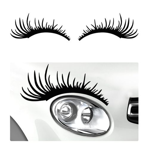 Wevdn 2 PCS Car Headlight Eyelash Decal, Waterproof Vehicle Body Eyelashes Stickers Bumper Window Decal, Universal Exterior Decoration Stickers for SUV Truck, Car Accessories (Black)