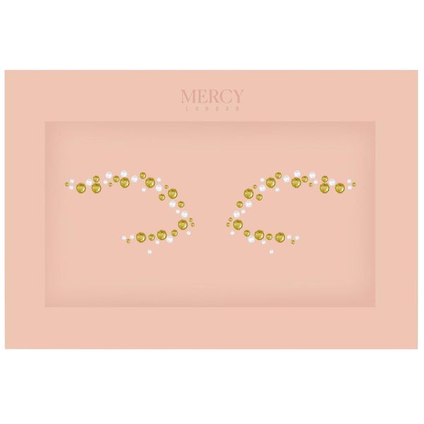 Eye Dazzle Gold Face Jewels by Mercy London Eye Liner Crystal Costume Accessories Face Gems Jewels All In One Halloween Headpiece Stick On