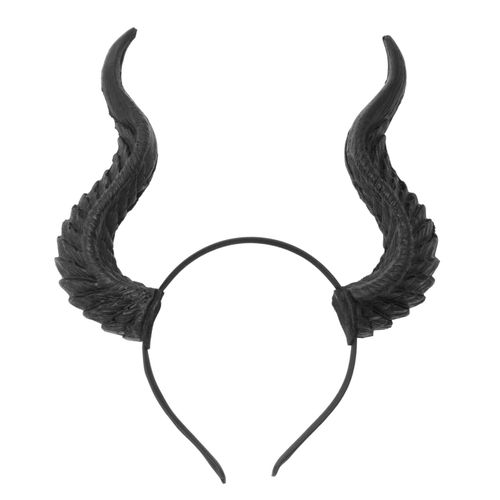 ILOVEMASKS Lucifer Devil Ram Horns Epic Demonic Halloween Women Headband Black Horns Maleficent HeadPiece (Black Dragon)