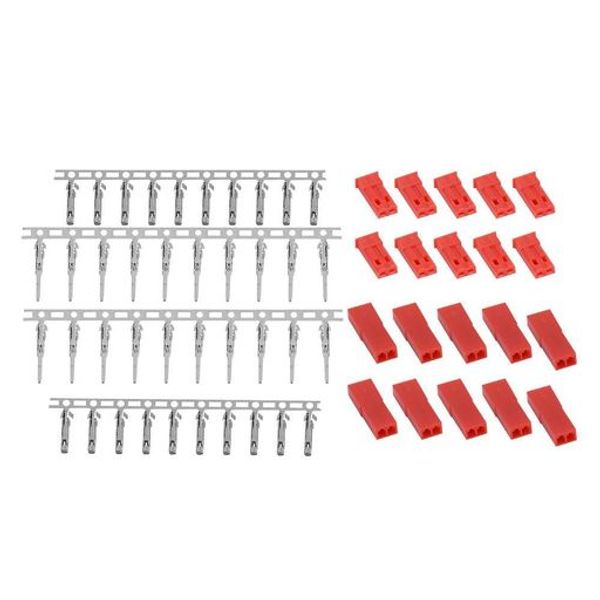 VFUE JST Plug Pins, JST Plug, Durable JST Female and Male Plug Battery Red Housing Battery Connector for RC Electric Helicopter (10 PAIRS)