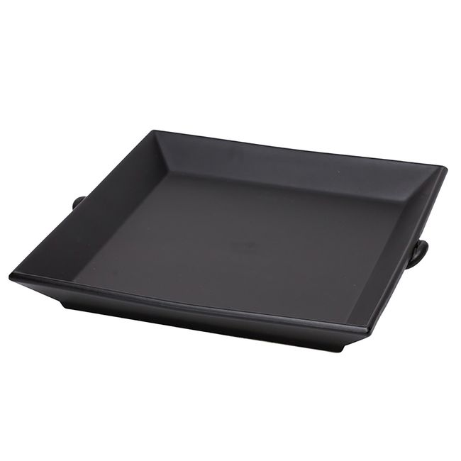 Banko Ware 27-562 Straight Fire with Hand Square Ceramic Plate, Black