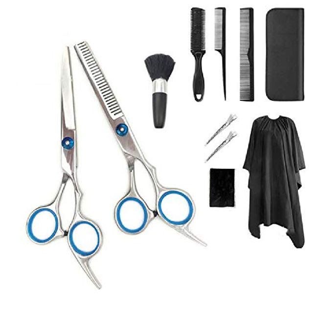 Professional Hair Cutting Scissors Sets 11PCS,Multi-purpose Hair Cutting Tools,Hair Clamps,Stainless Steel Material,for Salon,pet,Kids,Barber,Adults