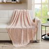 BOURINA Throw Blanket Textured Solid Soft Throws and Blankets for Sofa or Bed Knitted Decorative Blanket 127x178cm Pink