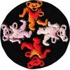4 Dancing Bears - Pink and Orange in Black Circle - Embroidered Iron on Patch
