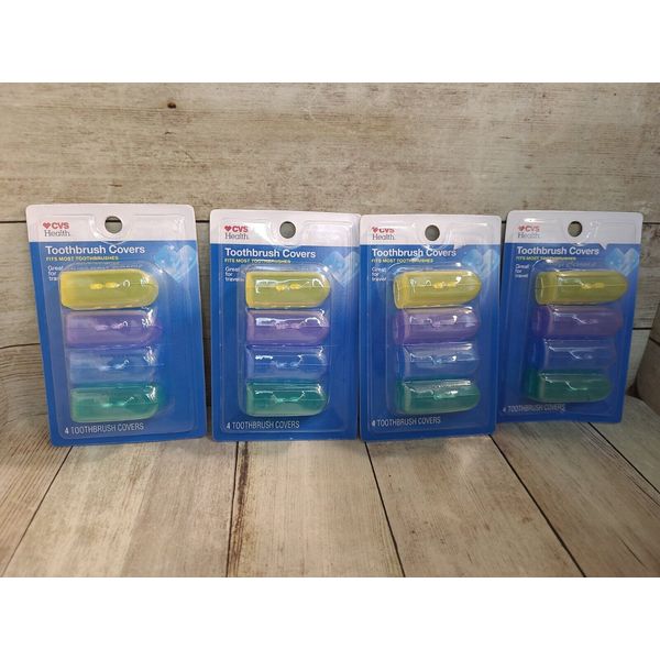 Cvs Health TOOTHBRUSH COVERS 1 pack  4 Plastic Toothbrush Head Covers New