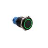 Metal Latching Push Button Switch, 22mm 12V Momentary Round Waterproof Switch with Green Indicator Light, Momentary Power Switch, 1 Pcs
