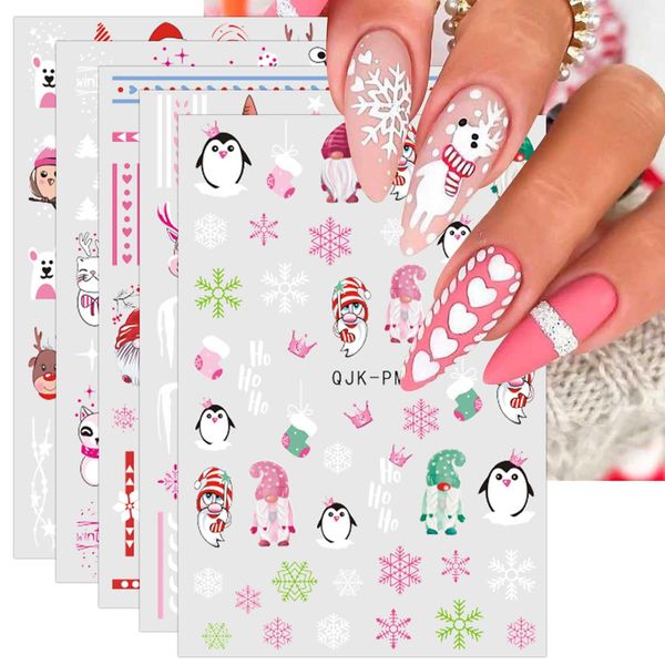 Nagelsticker Weihnachten, 9 Blatt Selbstklebend Nagelaufkleber Nail Art Sticker Dekoration Nageldesign Zubehör