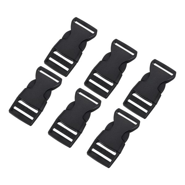 uxcell 6Pcs 3/4" Side Release Buckle, Plastic Dual Adjustable Buckle Clip Replacement for Backpack Luggage Straps Belt, Black