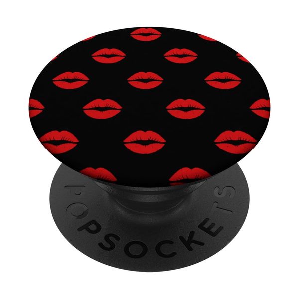 Sealed with Kisses Chic Pop Art Red Lipstick Pattern PopSockets Adhesive PopGrip