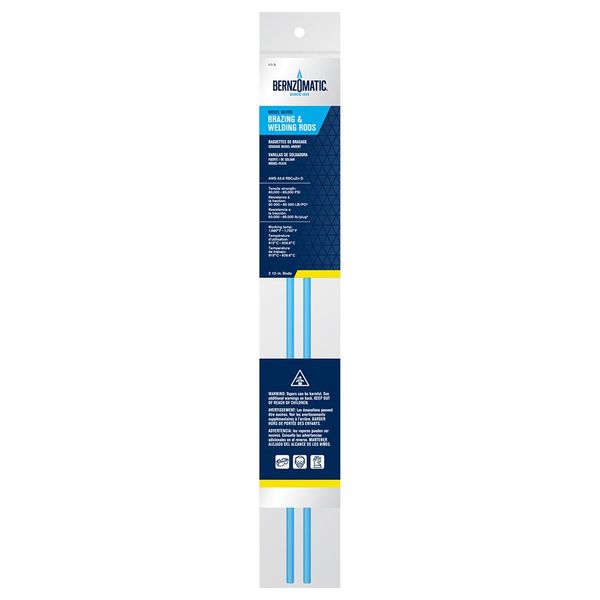 Bernzomatic NS3 Nickel-Silver Flux Coated Brazing/Welding Rods, 2-Piece , Blue