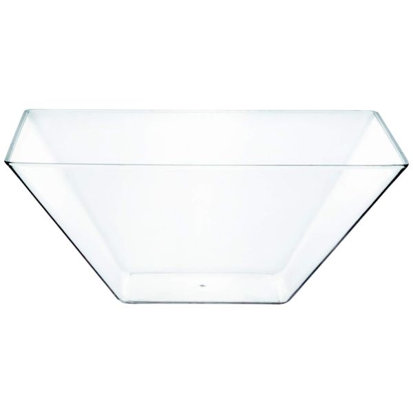 PLASTICPRO Disposable Square Plastic Extra Large Clear Serving Bowls Extra Heavy Duty for Party's Snack or Salad Bowl, Elegant Pack of 4