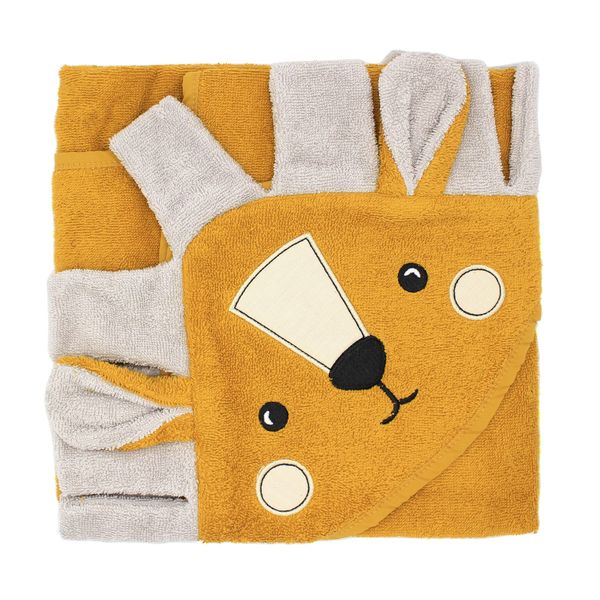 100% Organic Cotton Hooded Baby Bath Towel in Adorable Animal Designs| Super Soft, Thick, Warm & Absorbent | OEKO-TEX certified and Machine Washable | 75cm x 75cm (Yellow Lion)