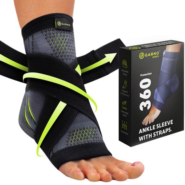 GARNO Ankle Brace, Compression Sleeve with Straps