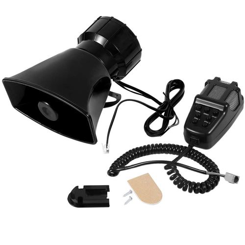 Car Siren Horn, 12V 120DB 7 Sounds Vehicle Siren with Mic PA Speaker System for Car Boat Van Truck Motorcycle RV