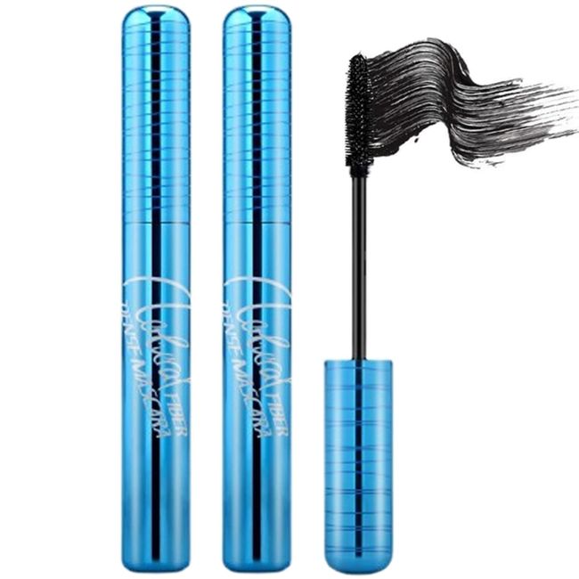 4D Silk Fiber Eyelash Mascara, Black Long-Lasting Waterproof 4D Mascara for Makeup, Hypoallergenic Mascara for Sensitive Eyes for Mature Women, Prime Lash Mascara for Mature Ladies (2PCS)