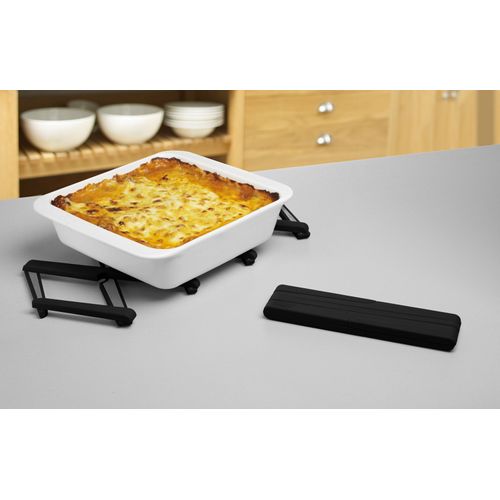 Joseph Joseph Stretch Folding Silicone Trivet for Hot Pot and Pan, Expanding nonslip stand, heat resistant mat for Kitchen Worktop - Black