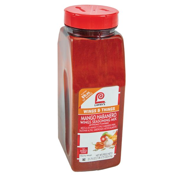 Lawry's Mango Habanero Wings Seasoning Mix, 21.75 oz - One 21.75 Ounces of Mango Habanero Dry Rub Seasoning for a Sweet, Spicy Flavor - Best on Chicken Wings and Fried Foods