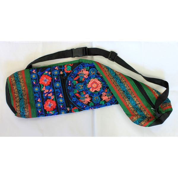 Relaxus Hand Embroidered Bokhara Yoga Mat Bags (27" x 6") (Black Combo)