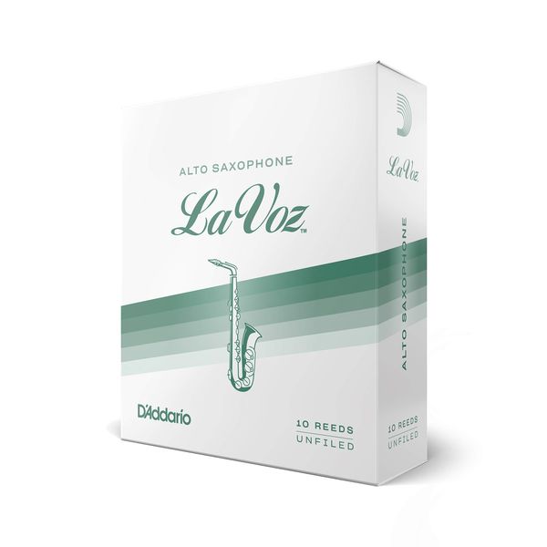 Rico La Voz Alto Sax Reeds - Alto Saxophone Reeds - RJC10MS - Unfiled Cut - Medium-Soft - 10-Pack